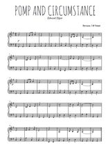 Téléchargez l'arrangement pour piano de la partition de Pomp and circumstance en PDF, niveau facile